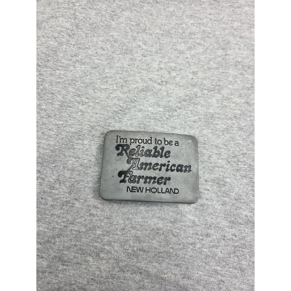 Vintage 1982 Proud to be a Reliable American Farmer New Holland Belt Buckle
